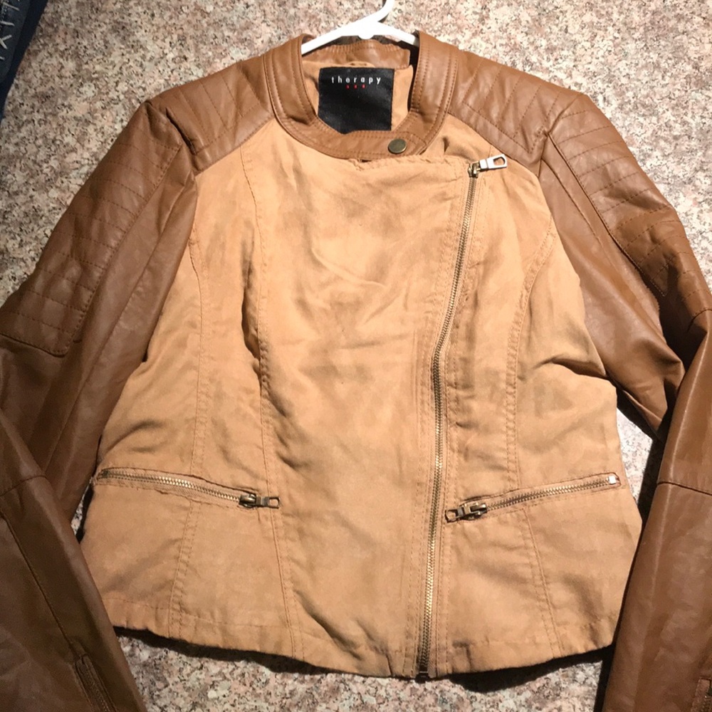 Faux leather and suede jacket